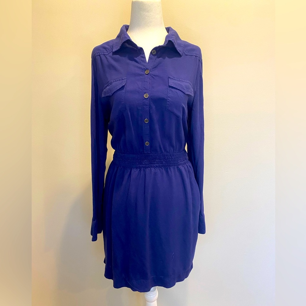 Button down navy long sleeved dress